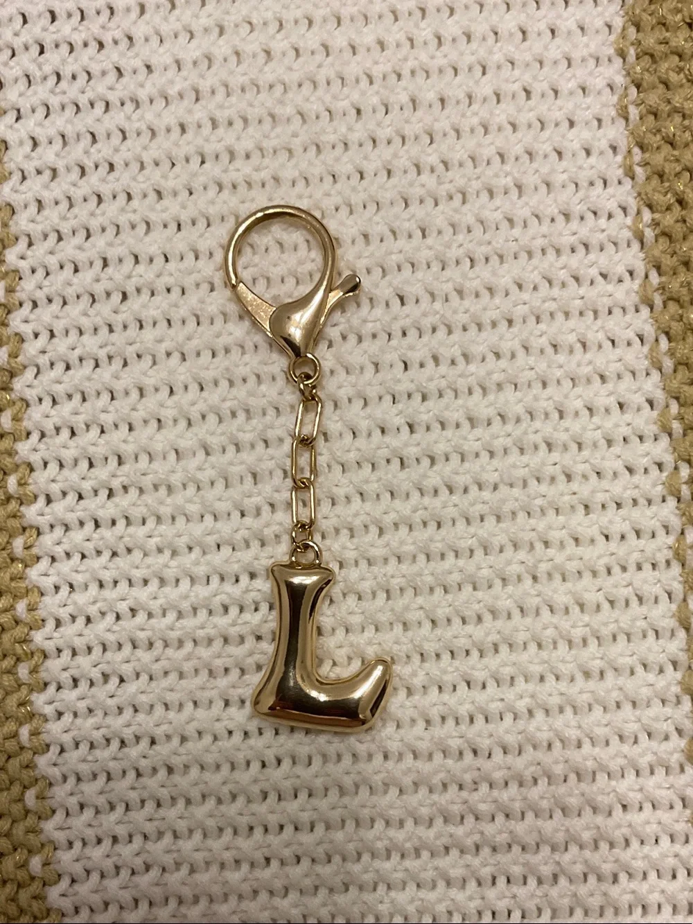 Gold Letter 'L' Charm Keychain - Women Accessories